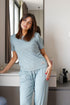 Women summer pajama set Tinted aqua shirt + Pants